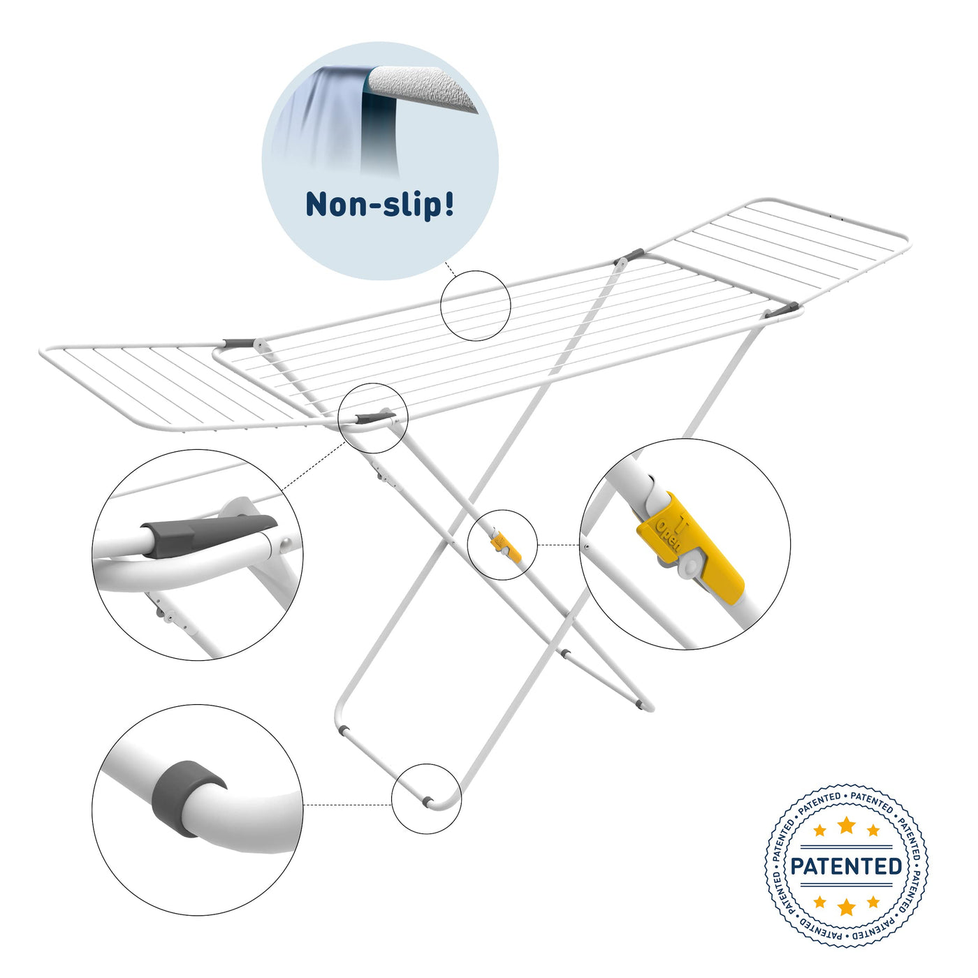 Rörets Wäscheständer Sussi – verriegelbare Flügel – Sicherheitssperre – 52x176x96cm – 18 m Trockenfläche - Design und Qualität von Schwedens stärkster Trockenständermarke