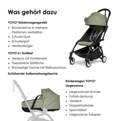 BABYZEN YOYO2 Kompletter Kinderwagen - Inklusive YOYO Liegewanne (Toffee), Kinderwagengestell (White) & 6+ Textilset (Toffee) - für Kleinkinder bis 22 kg