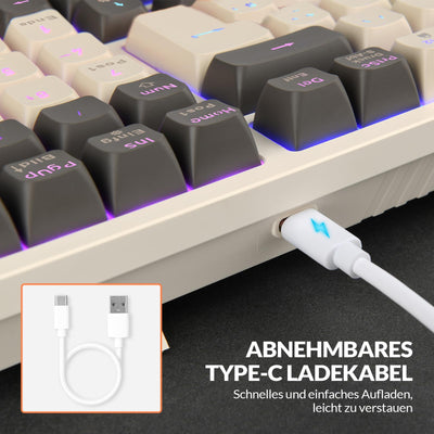 Rii Mechanische Tastatur Gaming Keyboard, Gaming Tastatur Kabel mit QWERTZ, Tastatur Mechanisch mit Blaue Schalter (Laut), Keyboard Gaming Tastatur 75 Prozent (Kabel Verbindung)