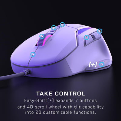 Turtle Beach Kone II – Ergonomische RGB-Gaming-Maus, 26K DPI Optischer Sensor, optische Schalter mit 100 Mio. klick-Lebensdauer, 23 programmierbare Funktionen, 4D-Scroll-Rad, Weiß