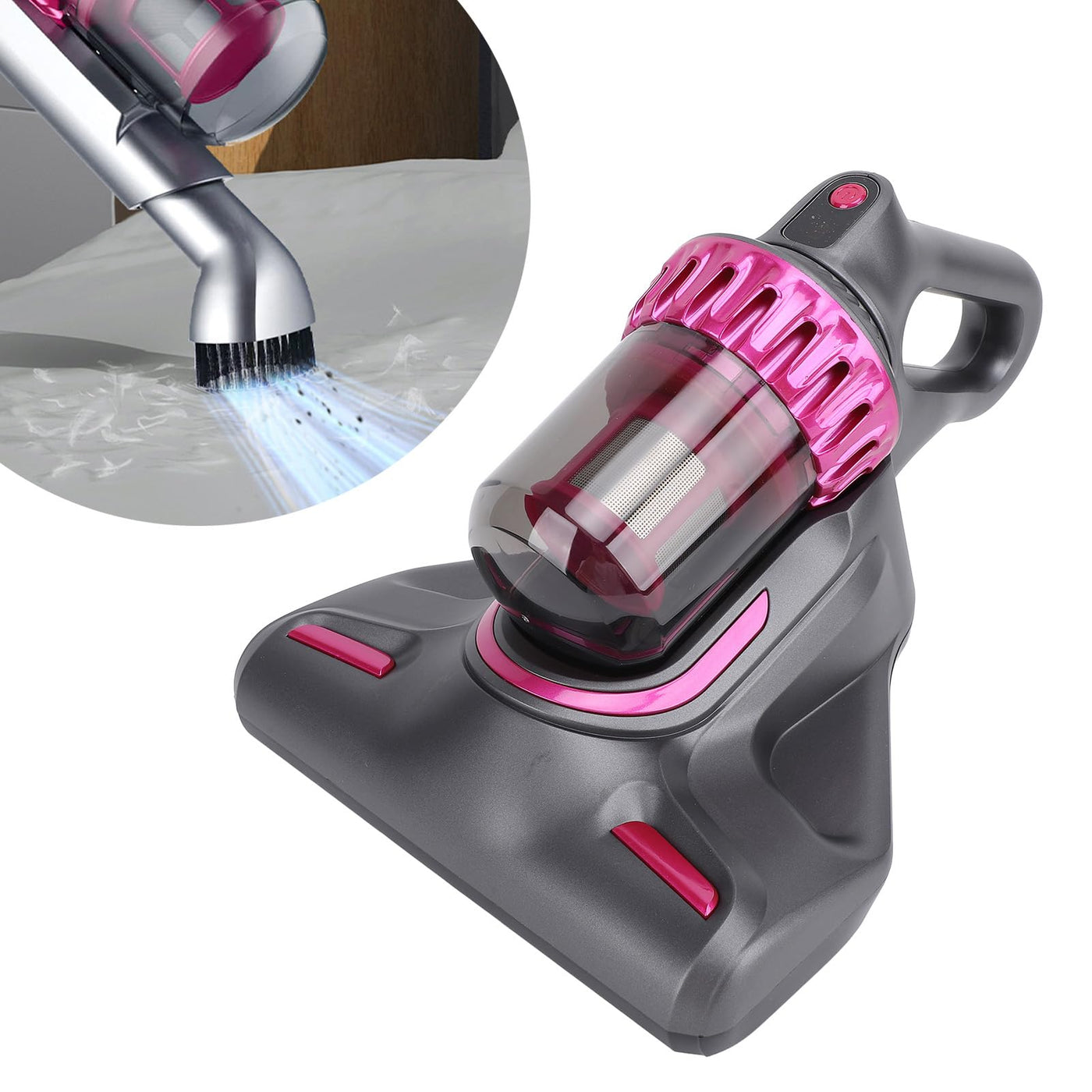 Jiawu Bettstaubsauger - 3-in-1-Akku-Matratzenstaubsauger, 10Kpa Dual Beat Hand-Tiefenreiniger für Bettlaken, Teppich, Stoff, Sofa, Staubsauger, Geräuscharm