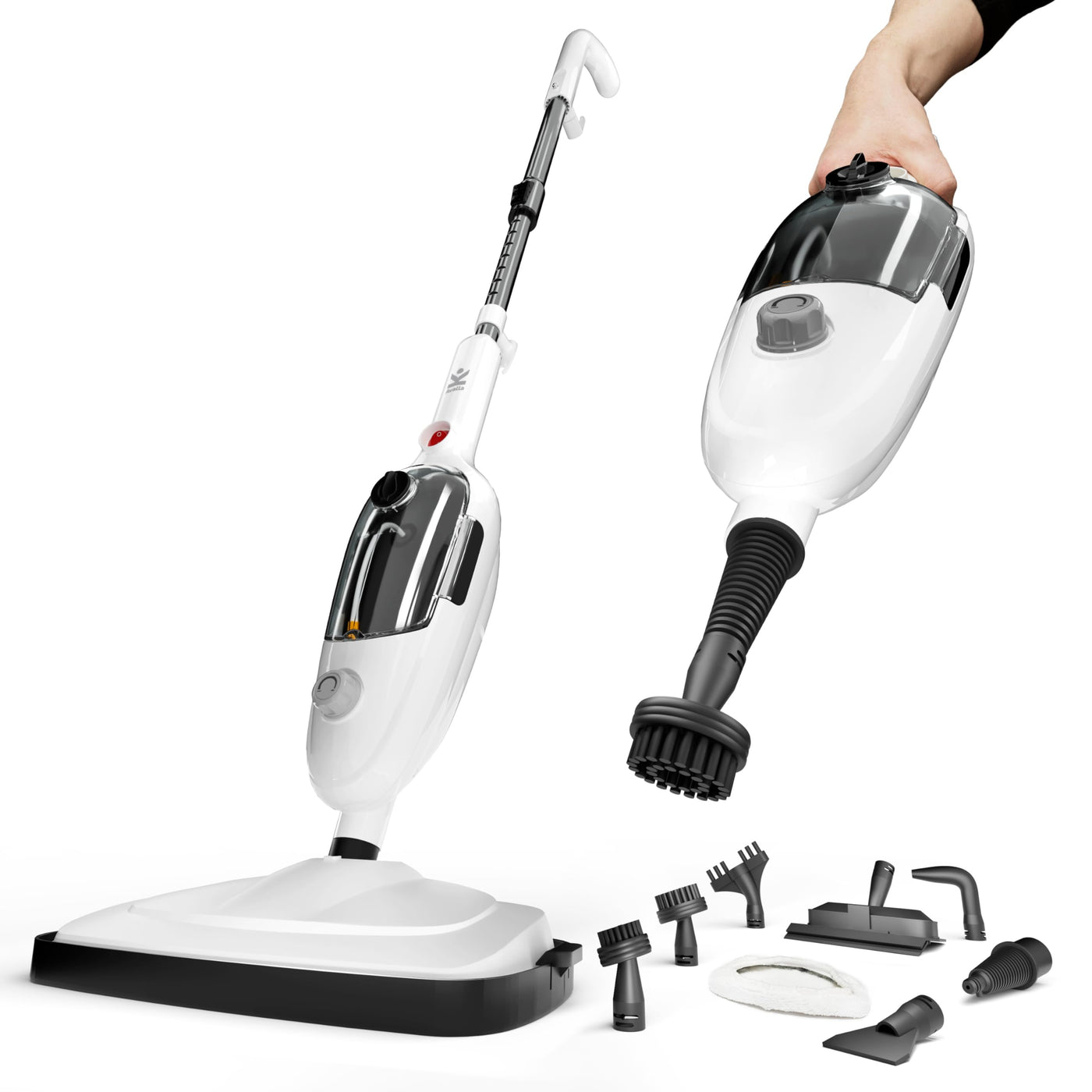 Avalla T-9 Dampfreiniger Boden, Dampfreiniger für alle mit doppelter Reinigungsleistung, Bodenwischer Elektrisch mit Handlichen Kombi-Reinigungsmodus, Ideal als Teppich Reinigungsgerät, Weiß