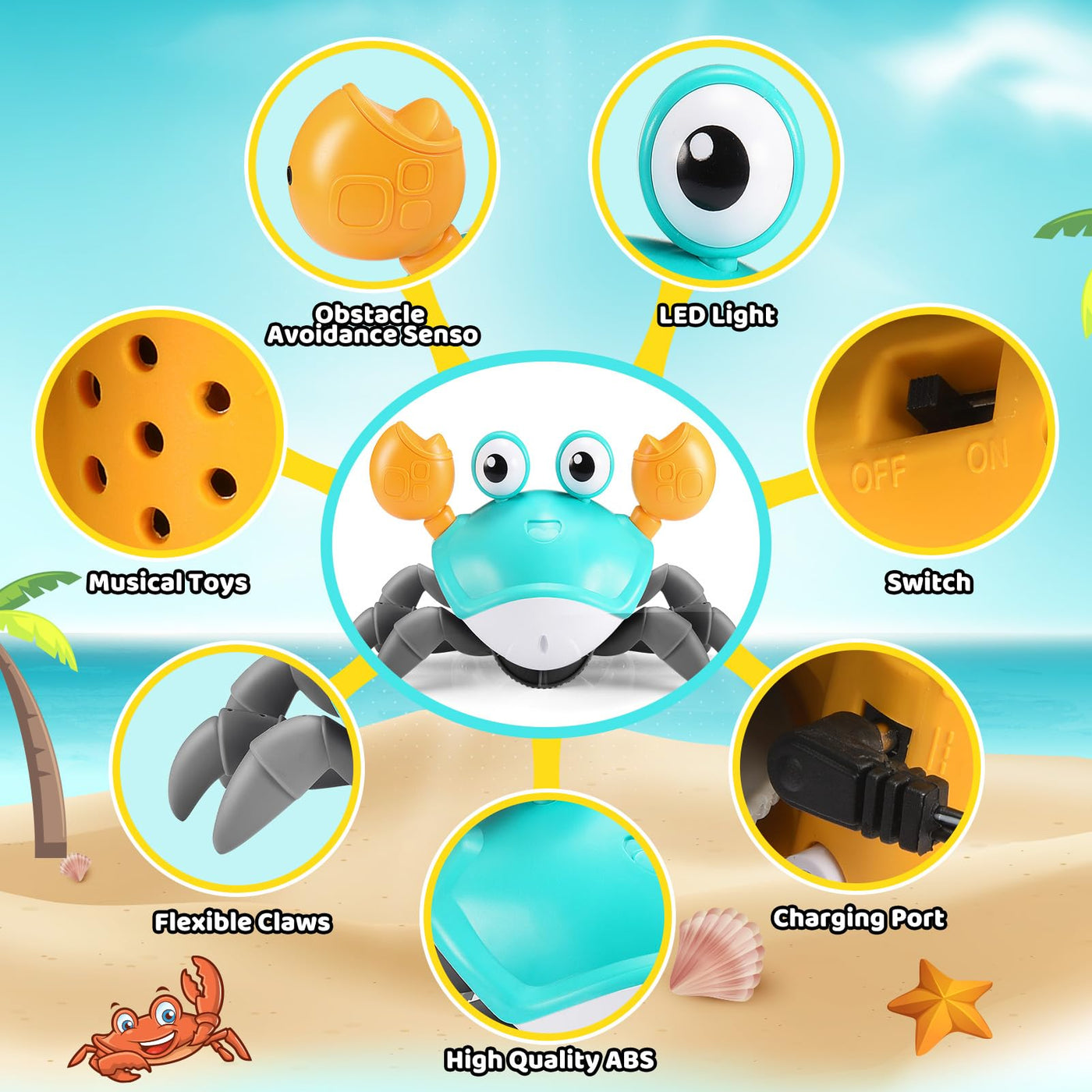 Adeokay Krabbe Baby Spielzeug ab 1 2 3 Jahr, Spielzeug ab 6 7 8 9 10 Monate Kinderspielzeug ab 1-3 Jahre Junge Mädchen Geschenk für Kinder Tummy Time Toys Krabbelspielzeug Baby Ostergeschenke Kinder