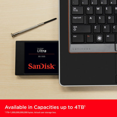 SanDisk Ultra 3D 1 TB SSD interne SSD Festplatte ( intern 2,5 Zoll, stoßbeständig, 3D NAND-Technologie, n-Cache 2.0-Technologie, 560 MB/s Übertragungsraten) Schwarz, Festkörper-Laufwerk