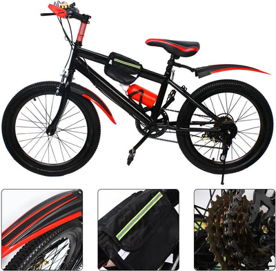 Kinderfahrrad 20 Zoll, 7-Gang-Fahrräder, Kinderfahrrad für Jungen und Mädchen, BMX-Räder, Mountainbikes, Fahrräder mit Doppelscheibenbremse (Rot)