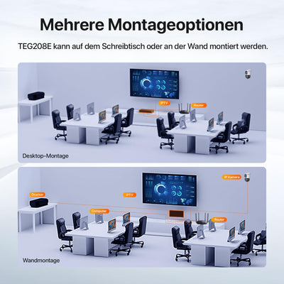 Tenda TEG208E Managed Switch 8 Port Gigabit Netzwerk Switch (IGMP-Snooping, QoS, VLAN, DHCP- Snooping, LAG, MAC Address Binding, Lüfterlos, Energieeffizient, Metall) LAN Verteiler LAN Splitter