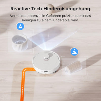 roborock Qrevo Saugroboter mit Wischfunktion, 5500Pa Saugkraft, 3D-Kartierung, Doppeldrehmopps Wischroboter-Weiß (Generalüberholt)