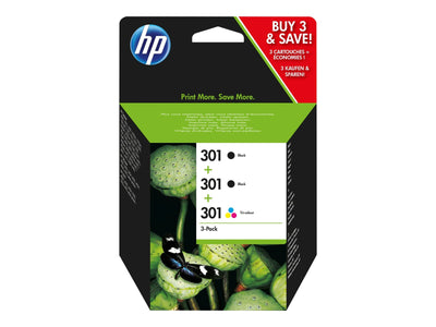 HP 301 (E5Y87EE) Multipack Original Druckerpatronen 2x Schwarz, 1xFarbe für HP DeskJet 10xx, 15xx, 20xx, 25xx, 30xx, HP ENVY 45xx, 55xx, HP OfficeJet 26xx, 46xx