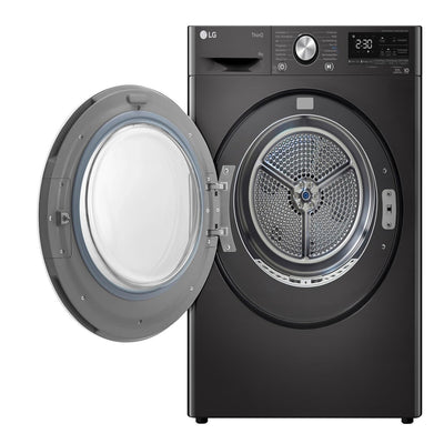 LG RT80V9B, Klasse A+++,Trockner 8 kg, Wärmepumpentrockner mit Kurzprogramm, Trockensensor, Trommelmaterial aus Edelstahl, 60 x 69 x 85 cm ꟷ Schwarz