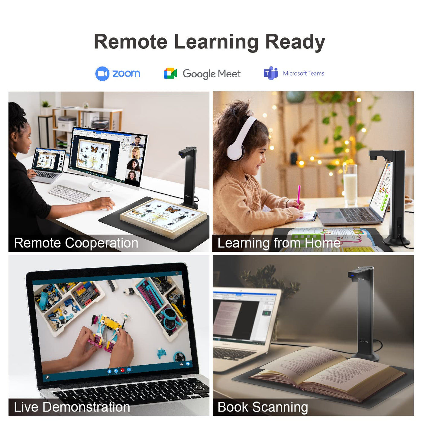Viisan DL8 Dokumenten- Buchscanner. Max Scanbereich A3. 13MP Auflösung. Buchseiten Glätten & Aufteilen Auto-Scannen.Text-in-Sprache. OCR-Texterkennung. Windows & Mac