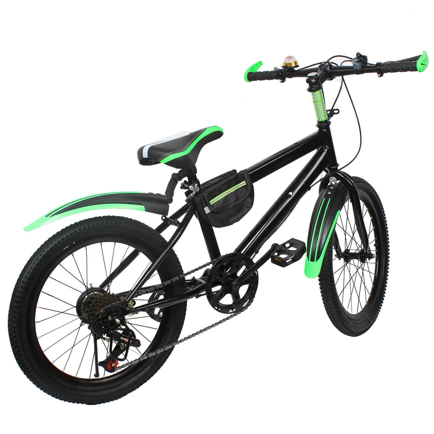 Sengfwin Mountainbike 20 Zoll 6 Gang Fahrrad Kinder Jungen Mädchen Mountainbike mit Doppelscheibenbremsen für das Fahren auf der Straße in den Bergen (grün)