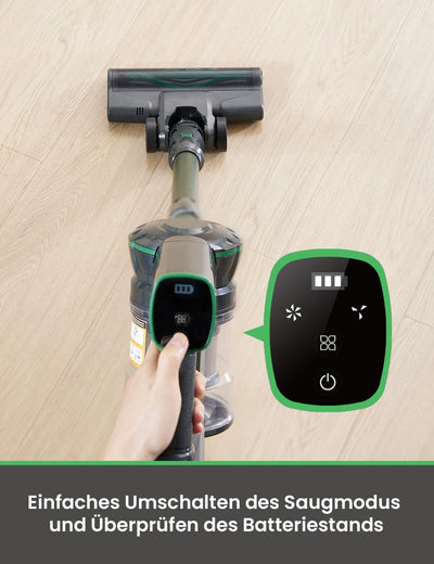 Vexilar Akku Staubsauger 40KPa, Staubsauger Kabellos mit HyperMotor™ 500W Bürstenloser Motor, Akkustaubsauger mit 50min Laufzeit, Kabelloser Staubsauger mit Berührungsbildschirm für Hartboden Teppich