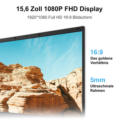 jumper Laptop 15,6 Zoll FHD Display, 12 GB RAM 640 GB ROM, Office 365, Prozessor 5205U Notebook, Akku 38 Wh, Zwei Stereo-Lautsprecher, Typ-C, USB 3.0, Digitale Tastatur