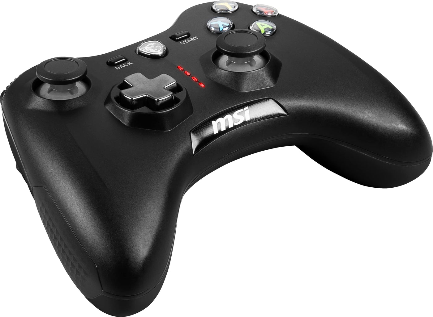 MSI FORCE GC30 V2 Kabelloser PC-Gamepad Controller - 2,4 GHz, 600mAh Li-Ionen-Akku, austauschbare D-Pad-Abdeckungen, zwei Vibrationsmotoren, USB 2.0 - schwarz, kabelgebunden/kabellos