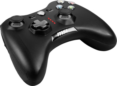 MSI FORCE GC30 V2 Kabelloser PC-Gamepad Controller - 2,4 GHz, 600mAh Li-Ionen-Akku, austauschbare D-Pad-Abdeckungen, zwei Vibrationsmotoren, USB 2.0 - schwarz, kabelgebunden/kabellos