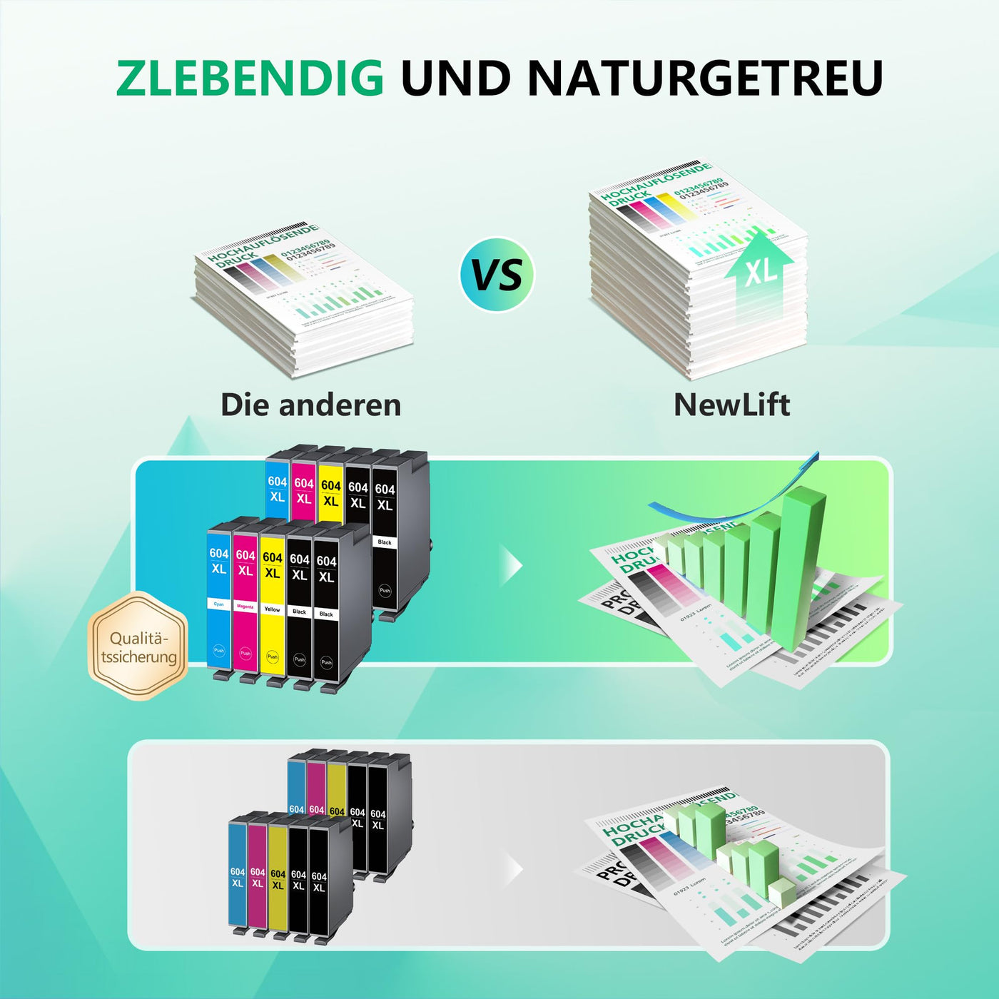NewLift 604XL Druckerpatronen Kompatibel für Epson 604 Patronen Epson 604XL für Expression Home XP-2205 XP-3200 XP-4200 XP-4205 XP-3205 Workforce WF 2935 WF 2930 (10er-Pack)