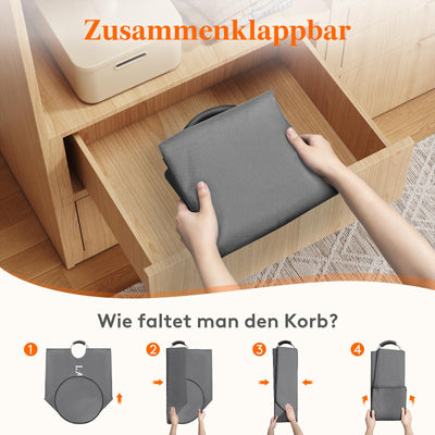 Lifewit 2 Set Faltbarer Wäschekorb 100L, Tragbarer Wäschesammler mit Aluminiumgriff Oxford Stoff Wäschesack Aufbewahrung für Kleidung/Badetuch/Bettbezug Schlafzimmer Badezimmer Waschraum, Grau