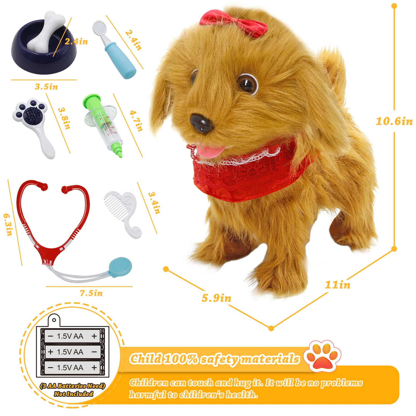 Jaydear Spielzeug Hund für Kinder,Fernbedienung Elektronisch Plüschwelpe Spielzeug Haustier,Interaktives Spielzeug Haustier Hund für Kleinkinder Mädchen Junge