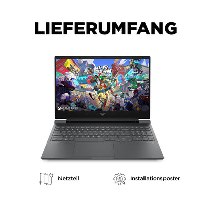 HP VICTUS Gaming Laptop, 16,1" FHD Display 144Hz, AMD Ryzen 7 8840H, 32 GB DDR5 RAM, 1 TB SSD, NVIDIA GeForce RTX 4060 (8GB), QWERTZ, Windows 11, Schwarz
