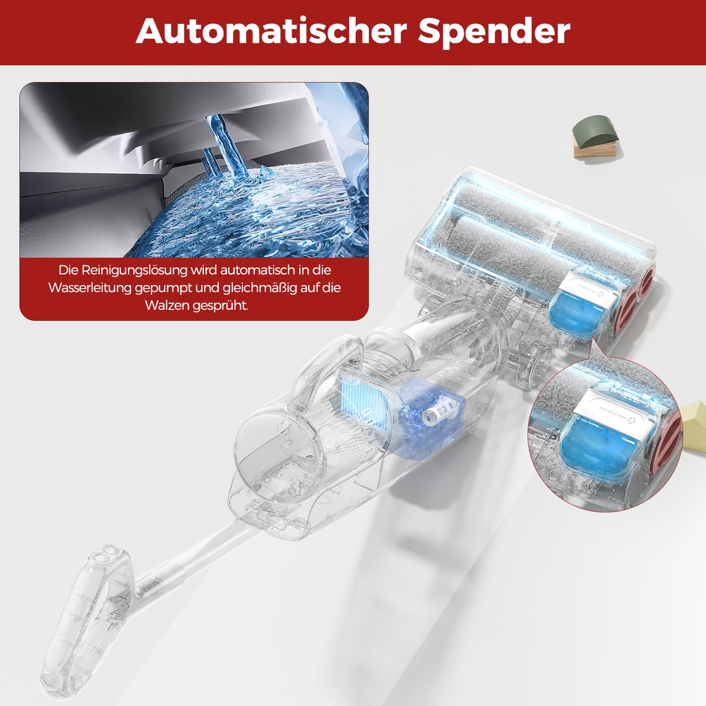 roborock Dyad Pro Combo 5-in-1 Nass Trockensauger Kabelloser 17000Pa Wischsauger mit Akku Staubsauger für Teppichreinigung, elektrische Minibürste und 2 Reinigungsköpfe, APP, Sprachsteuerung