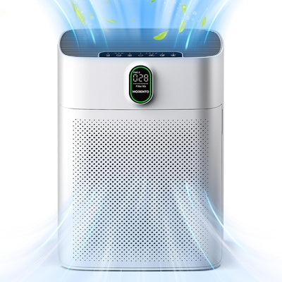 MORENTO Luftreiniger Allergiker mit HEPA Luftfilter gegen von Staub Pollen und Tierhaaren entfernen, CADR 300m³/h für 100㎡ Raucherzimmer 24dB Timer