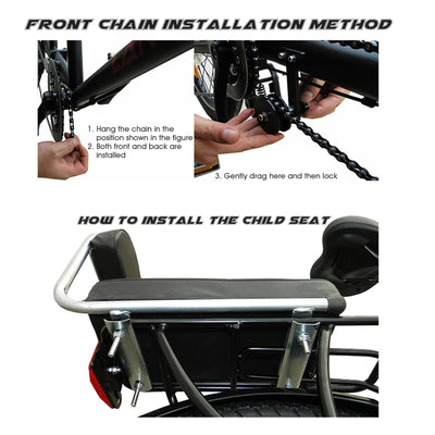 Royare Klassisches Tandem Beach Cruiser Fahrrad für Erwachsene, Faltbares Dreisitzer, 7-Gang, Maximale Belastung 200 kg,210x35x110cm/110x35x62 cm, Blue, Einheitsgröße