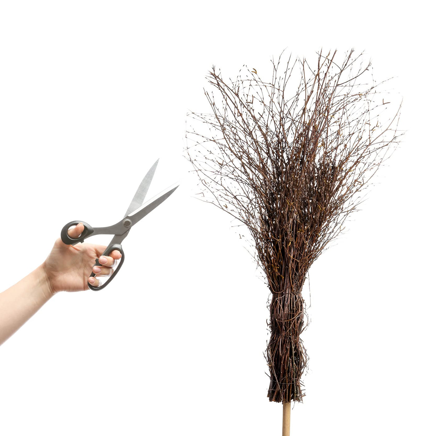 Weidenbesen 150cm lang | Besen Hexenbesen mit Stiel Naturbesen Reisigbesen Dekobesen braun