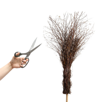 Weidenbesen 150cm lang | Besen Hexenbesen mit Stiel Naturbesen Reisigbesen Dekobesen braun