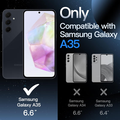 JETech 3 in 1 Matt Hülle für Samsung Galaxy A35 5G mit 2 Stück Gehärtetem Glas Schutzfolie, Transluzente Gefrostete Stoßfeste Handyhülle mit Kameraschutz (Schwarz)