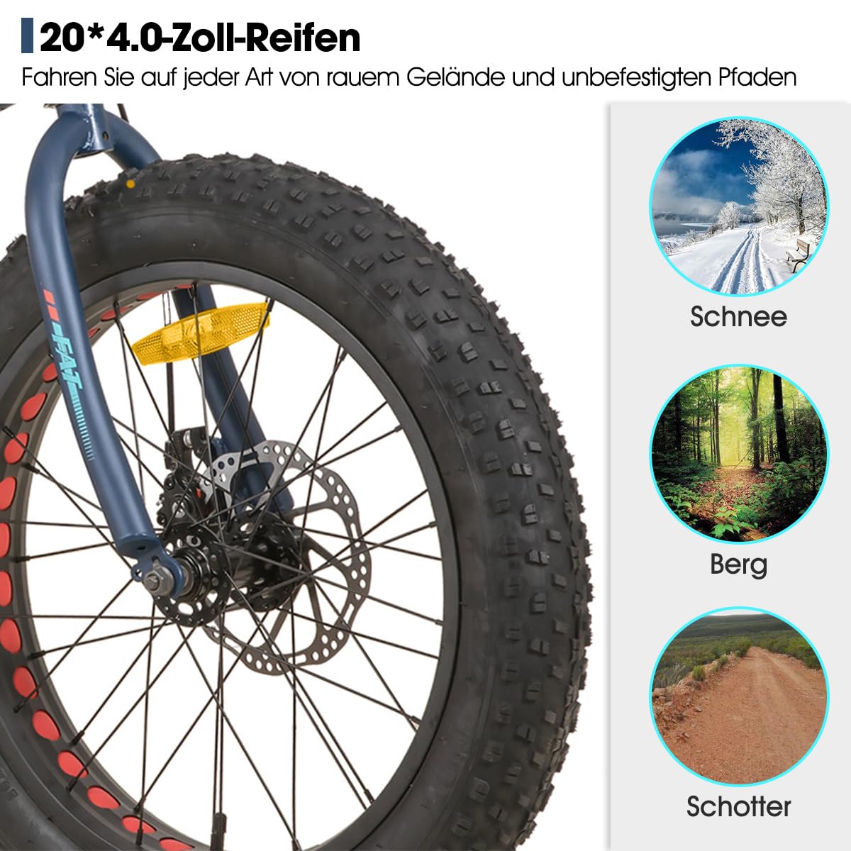 HILAND 20 Zoll Kinder Mountainbike, 7 Gang Fat Tires Mountainbike, Double Scheibenbremsen Kinder Fahrrad für Jungen Mädchen, Blau