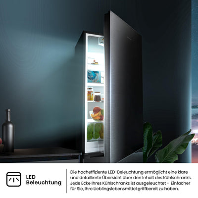Hisense RB440N4AFA Kühl-Gefrier-Kombination/Höhe 201 cm/Kühlen 178 L/Gefrieren 98 L/LED Beleuchtung, Dark Inox