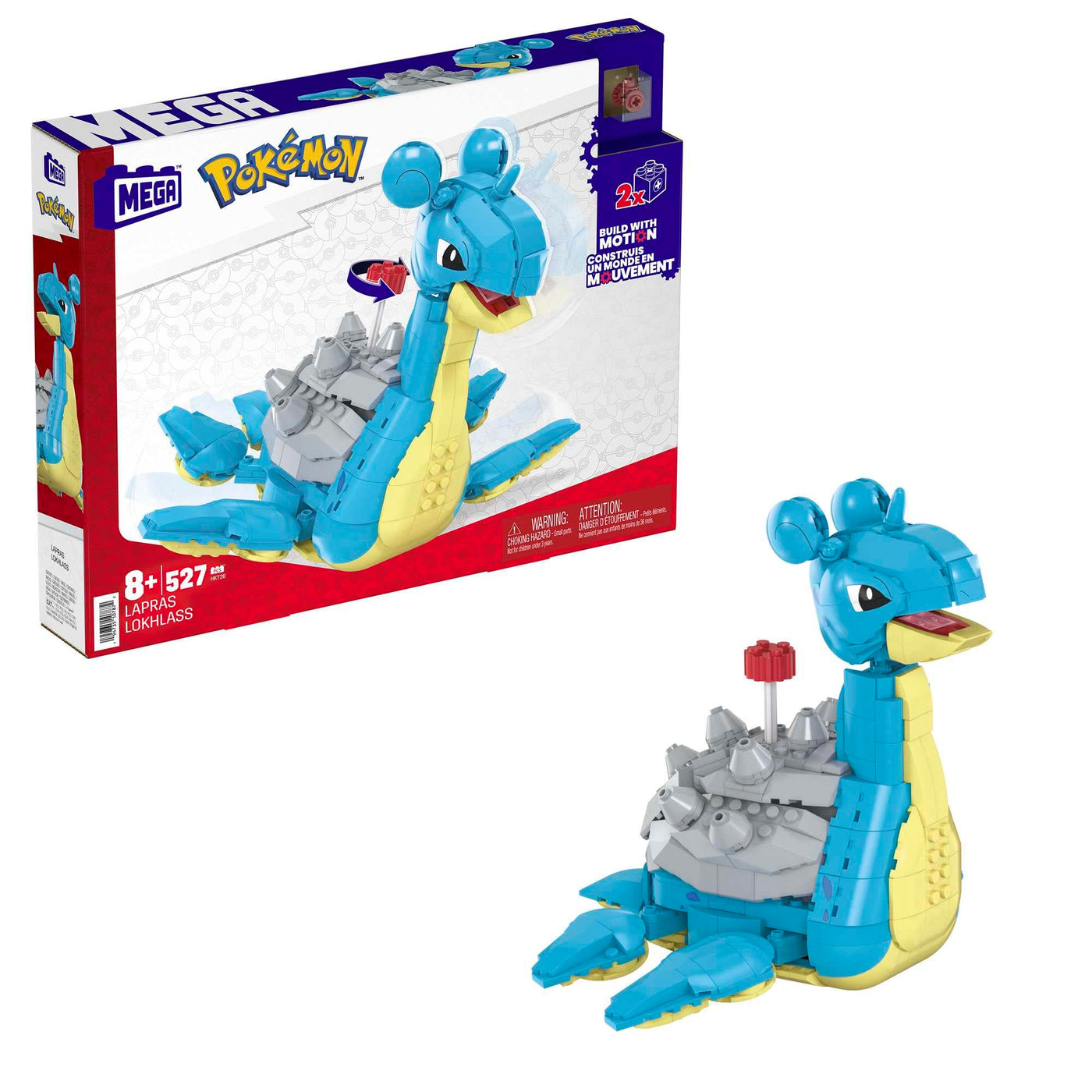 MEGA POKÉMON Lapras - Das gepanzerte Transport-Pokémon (18 cm) im 527-teiliges Bauset mit Kurbelmechanismus in der lizenzierten Sammleredition, HKT26