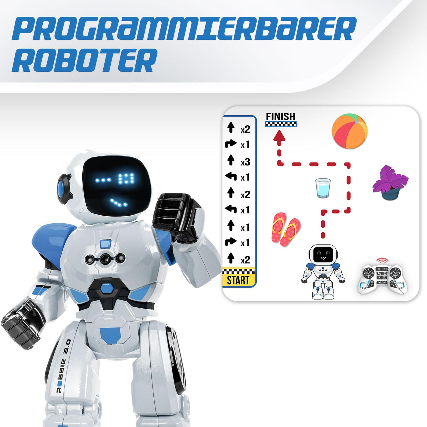 Xtrem Bots - Robbie | Roboter Kinder Ab 6 Jahre | Roboter Spielzeug | Roboters Programmierbar 50 Bewegungen und Ferngesteuerte | Spielzeug Ab 5 Jahre Jungen | Geschenk Junge 5 Jahre