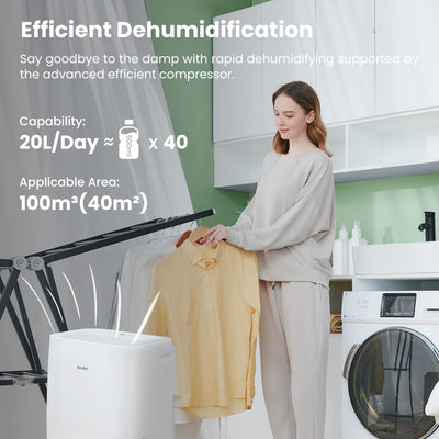 Comfee Luftentfeuchter, 20L/24h, Raumgröße ca.100m³(40m²), MDDF-20DEN7-WF, APP-fähig, White