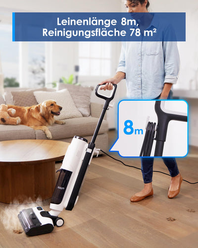 Tineco Floor ONE S5 STEAM Smart Nass-Trocken-Staubsauger, Nass Trockensauger mit LED Anzeige iLoop Selbstreinigung Wischsauger Dampfreiniger für Hartböden, Klebrige Verschmutzungen