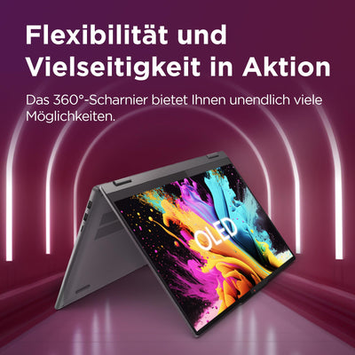 Lenovo IdeaPad 5i 2-in-1 Laptop | 16" 2K OLED Touch Display | Intel Core 7 150U | 16GB RAM | 1TB SSD | Intel Grafik | Win11 | QWERTZ | Luna Grau | Beleuchtete Tastatur | 3 Monate Premium Care
