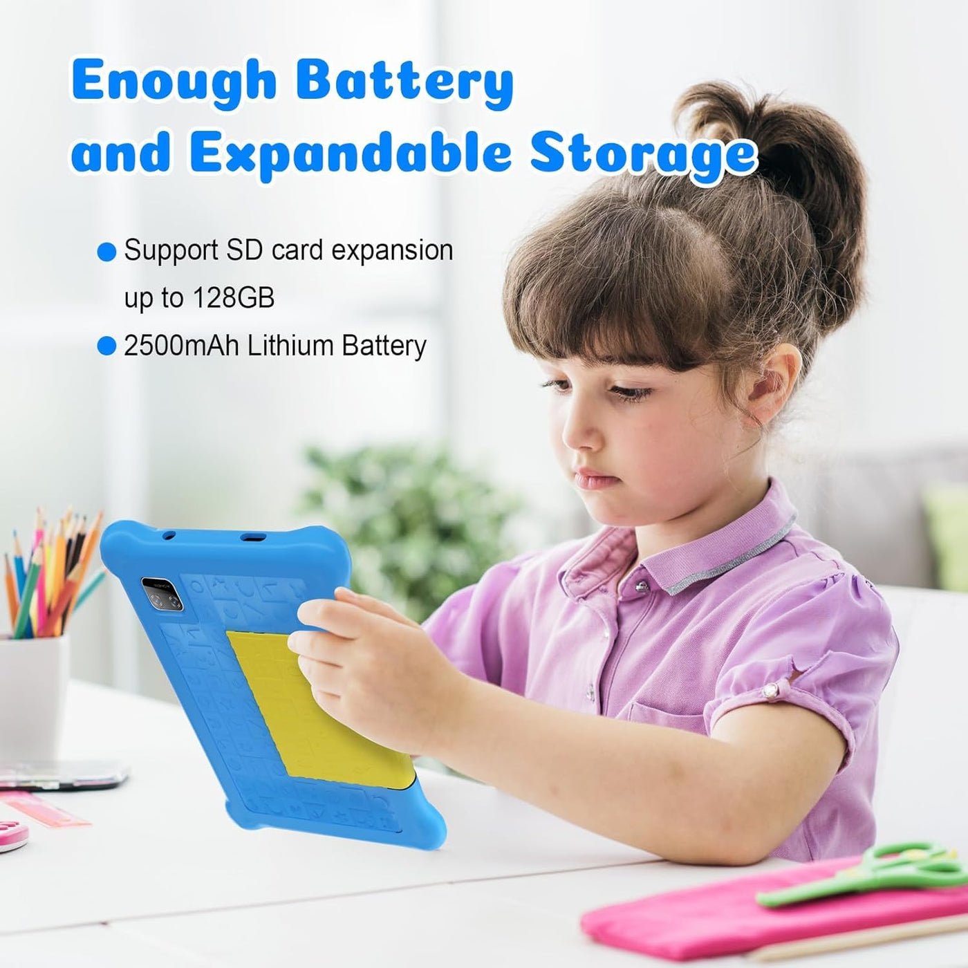 Yicty Kinder Tablet 7 Zoll Android Tablet für Kids 5GB RAM 32GB ROM Kindersicherung IPS HD Bluetooth WiFi Quad Core Dual-Kameras Children's Tablets PC mit Schutzhülle (Blue)