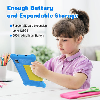Yicty Kinder Tablet 7 Zoll Android Tablet für Kids 5GB RAM 32GB ROM Kindersicherung IPS HD Bluetooth WiFi Quad Core Dual-Kameras Children's Tablets PC mit Schutzhülle (Blue)