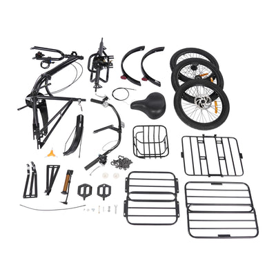 SHZICMY 20 Zoll Dreirad für Erwachsene,3-Rad-Cruiser-Faltbares Fahrrad 7-Gang Lastenfahrrad mit Korb Vorne/Hinten,Scheibenbremse, für Erwachsene mit Körpergröße von 1.55 bis 1.75M (Schwarz)