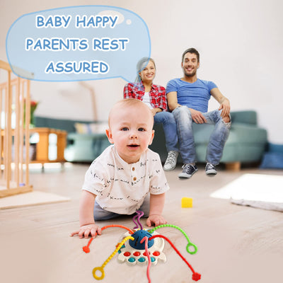 Montessori-Spielzeug, Silikon-Zugschnur-Aktivitätsspielzeug, sensorisches Spielzeug für Kleinkinder, Reisespielzeug für Babys, Geschenk zur Entwicklung feinmotorischer Fähigkeiten für 18 Monate+