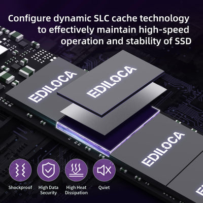Ediloca EN600 PRO 512 GB Interne SSD PCle 3.0x4, NVMe M.2 2280, SLC-Cache, 3200 MB/s Lesen, 2800 MB/s Schreiben, 3D NAND TLC, Internes Solid State Drive, kompatibel mit Desktops und Laptops