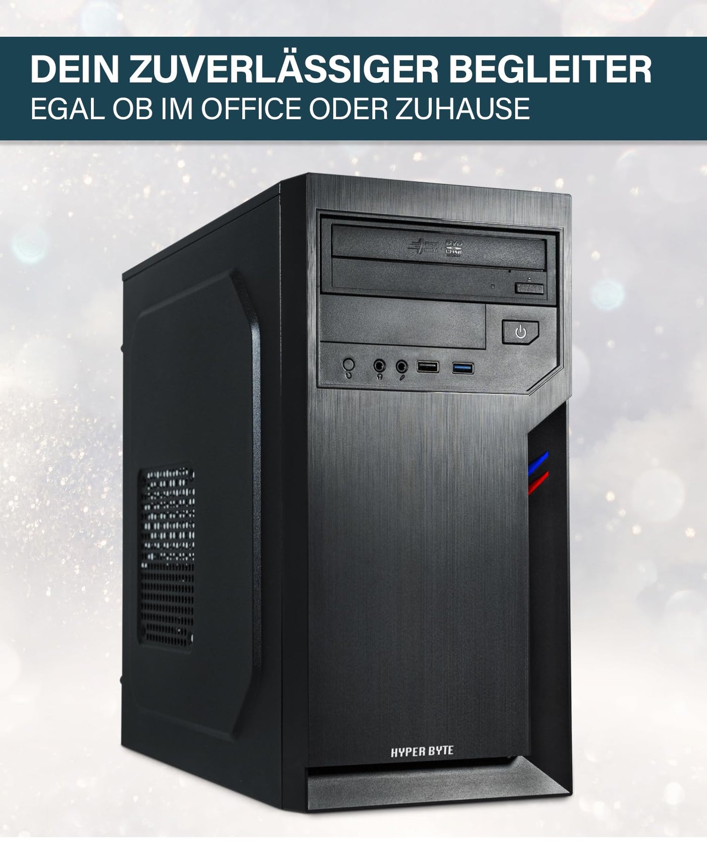 HYPER BYTE® Office PC – Computer mit Intel Quad Core i7 mit 3,9 GHz | 32 GB RAM | 1TB SSD Festplatte | Win 11 Pro | WLAN | DVD+RW | USB 3.0 | High End Office Tower-Pc