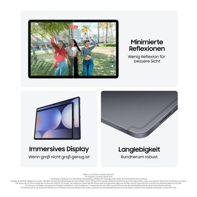 Samsung Galaxy Tab S10+ AI Tablet, Android Tablet, 12 GB RAM, 512 GB Speicher, AMOLED-Display, Antireflexionsbeschichtung, Inkl. S Pen, WiFi, Moonstone Gray, 36 Monate Herstellergarantie
