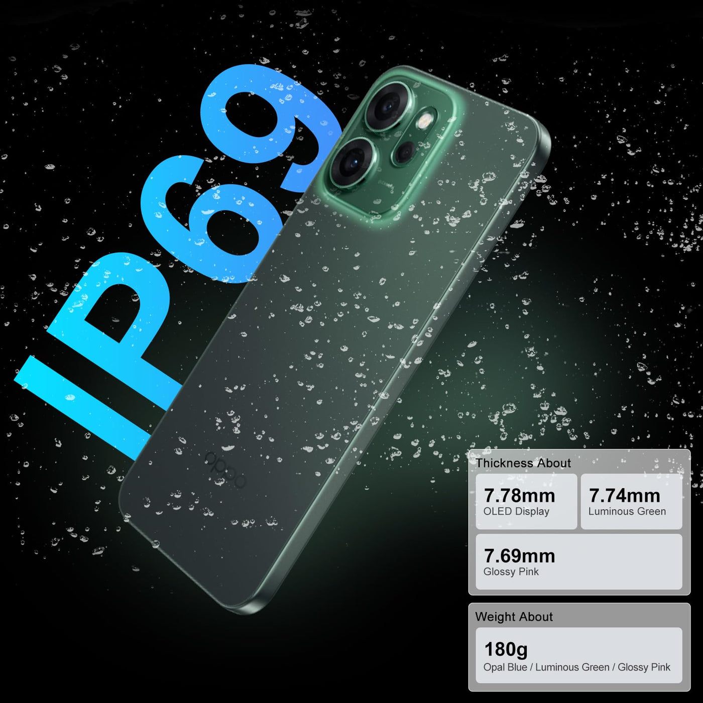 OPPO Reno14 FS 5G 12+512GB Smartphone ohne Vertrag, Simlockfreies AI Handy Android, 120Hz 6,57" AMOLED, 50MP AI Kamera, 6000mAh Akku, SUPERVOOC 45W, Snapdragon 6 Gen 1, IP69, Dual SIM, NFC, Grün