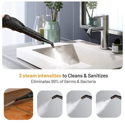 RELAX4LIFE Dampfreiniger 2000W, Bodendampfreiniger mit 19 Zubehör/ 4 Bar/Tank 1,5 L/Dampfzeit bis 45 Min./ bis 108°C/LED-Licht/ 3,7 m Netzkabel/Überhitzungsschutz/ IPX4, für Böden Teppiche (Rot)