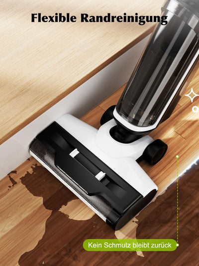 Nass Trockensauger, All-in-One Nasssauger Saugwischer Akku Kabellos mit Dual-Tank-Design, 890mL Wassertank, Selbstreinigung, 5mm Randreinigung, LED-Display Wischsauger für Harte Boden,Tierhaare