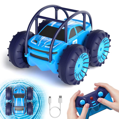 ifollower Direktladung Ferngesteuertes Auto, 15km/h 4WD Amphibienfahrzeug Stunt Auto, 2.4GHZ 360° Drehung Buntem LED-Licht Monstertruck Offroad Spielzeug, Geschenke für Kinder ab 3 Jahre