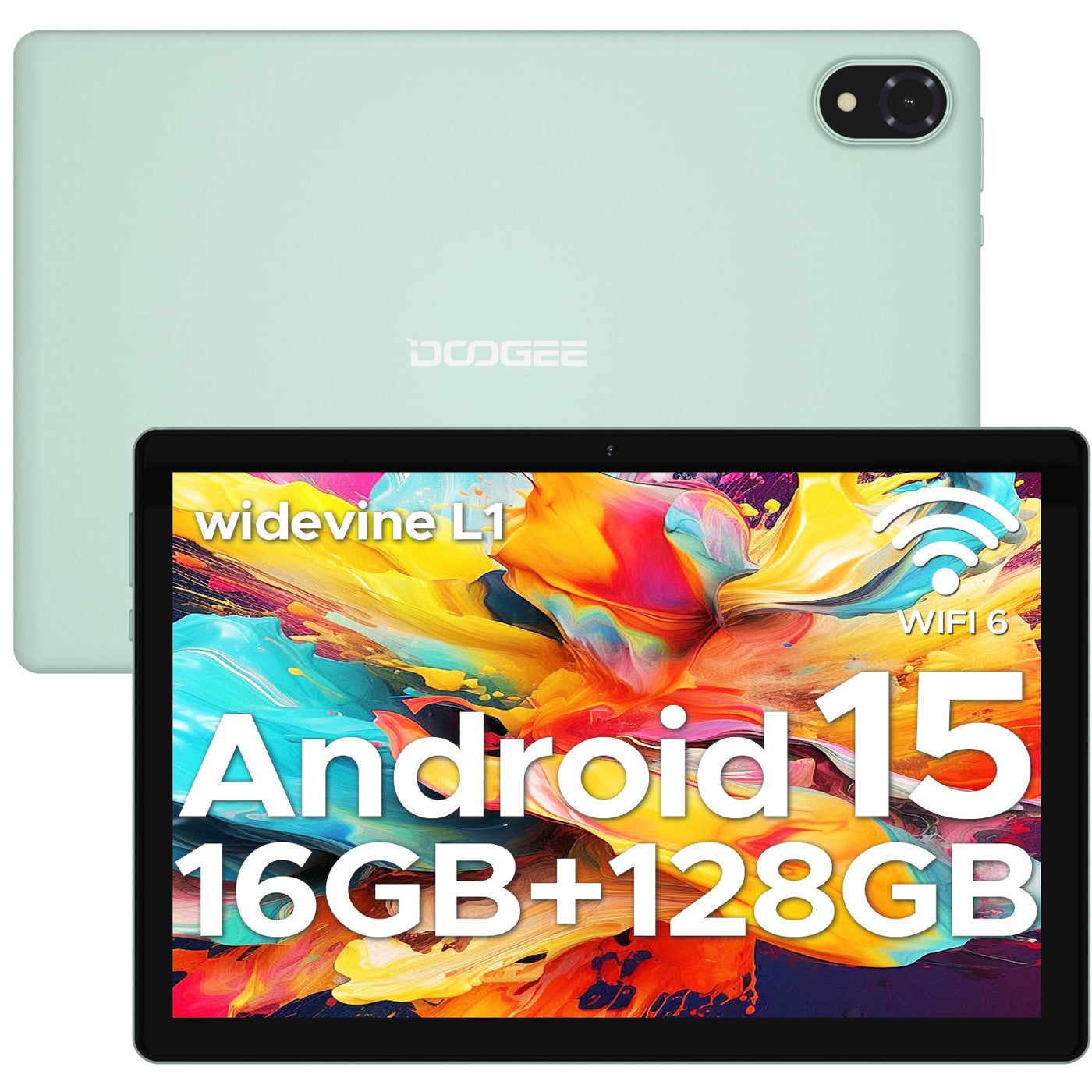 DOOGEE U10 Android 15 Tablet 10 Zoll 16GB RAM+128GB ROM (2TB TF) 5060mAh Kinder Tablet Android WiFi 6, WidevineL1, 8+5MP Dual Kamera, GMS, BT5.0, Type C Tablets PC [2025]