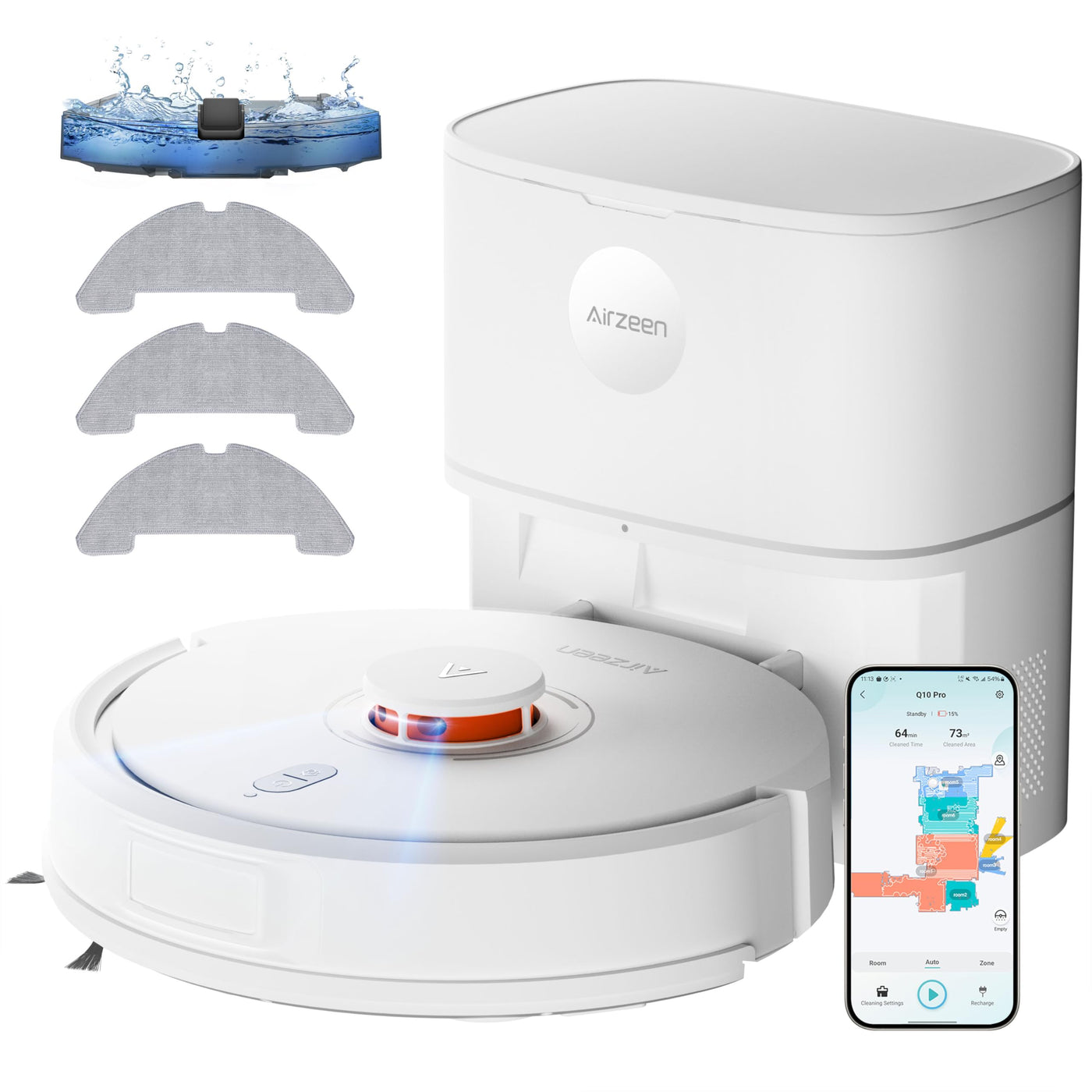 Airzeen Q10 Pro Roboterstaubsauger Weiß