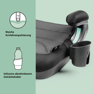 Peg Perego Viaggio Shuttle Autositz, Auto-Sitzerhöhung mit ISOFIX für Kinder von 125 bis 150 cm (6-12 Jahre), 22-36 kg, Crystal Black